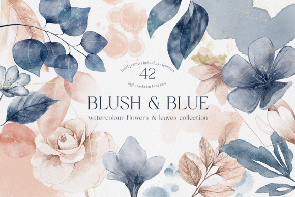 Download Blush and Blue Leaves Florals Watercolor - Florals Collection