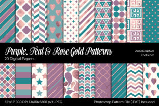 Download Purple, Teal &amp; Rose Gold Digital Papers - Premium Bundle
