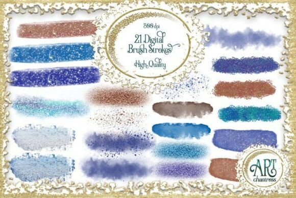 Download Brush Strokes in Blue and Rose Gold PNG - Blue and rose gold Collection