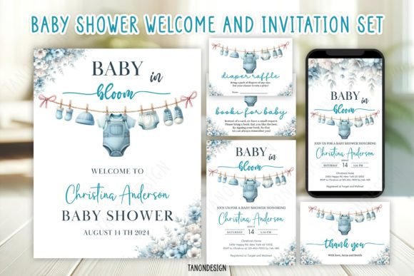 Download Boy Baby Shower Invitation Bundle Set - Baby shower invitation Collection