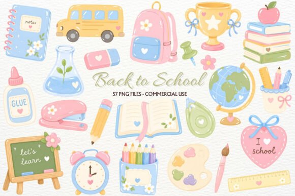 Download Back to School Supplies Nursery Clipart - Back to school Collection